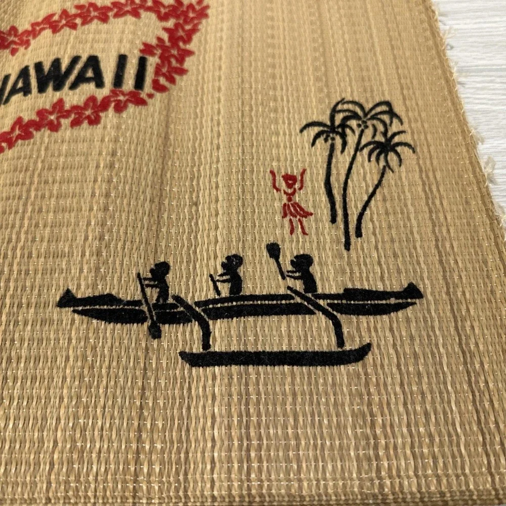 Hawaiian Woven Placement 1960s Aloha from Hawaii Vintage 17.75x11.75